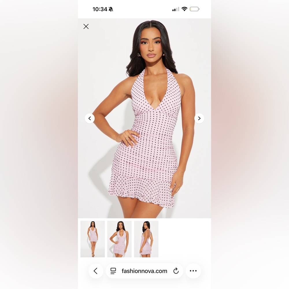 Pink Polka Dot Halter Dress
